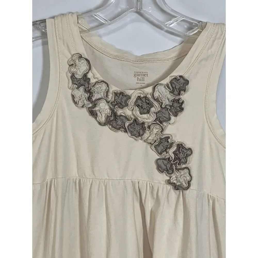 Garnet Hill Sleeveless Dress Embellished Floral Off White Size 12 children - Picture 7 of 9